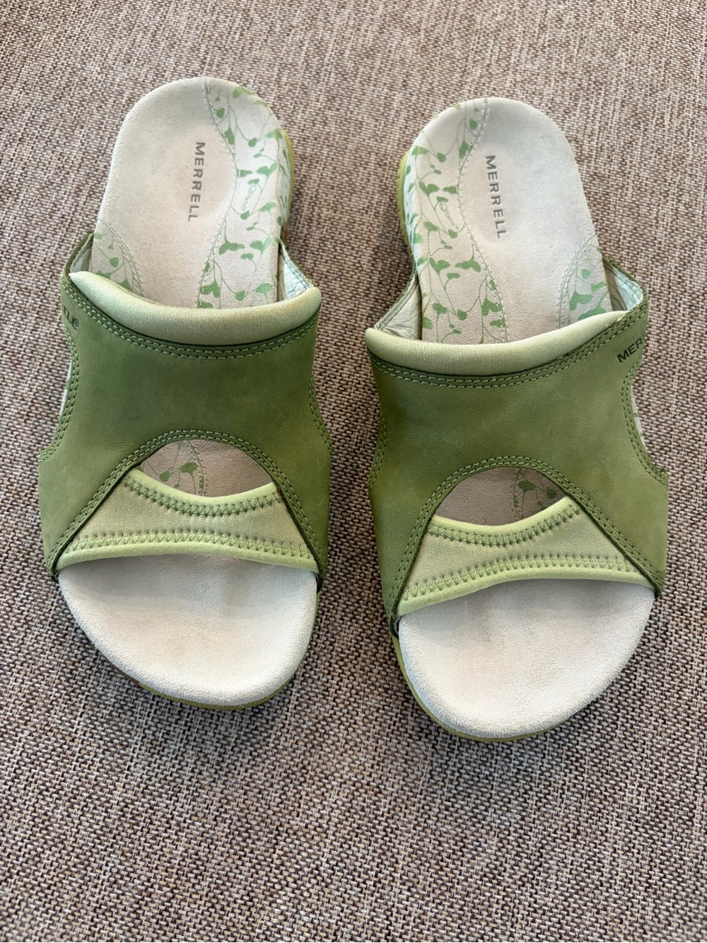 Merrell Pesaro Green Performance Slide Sandals Women’s Size 6 EU 37 Cushion Sole